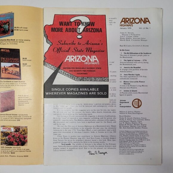 Arizona Highways Artwork Magazine January 1976 Spirit Centennial Vintage History - Picture 3 of 10